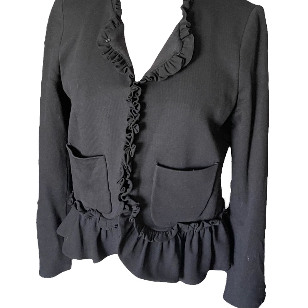 J.Crew $248 Ruffle Trim Lined Solid Black Skirted… - image 2